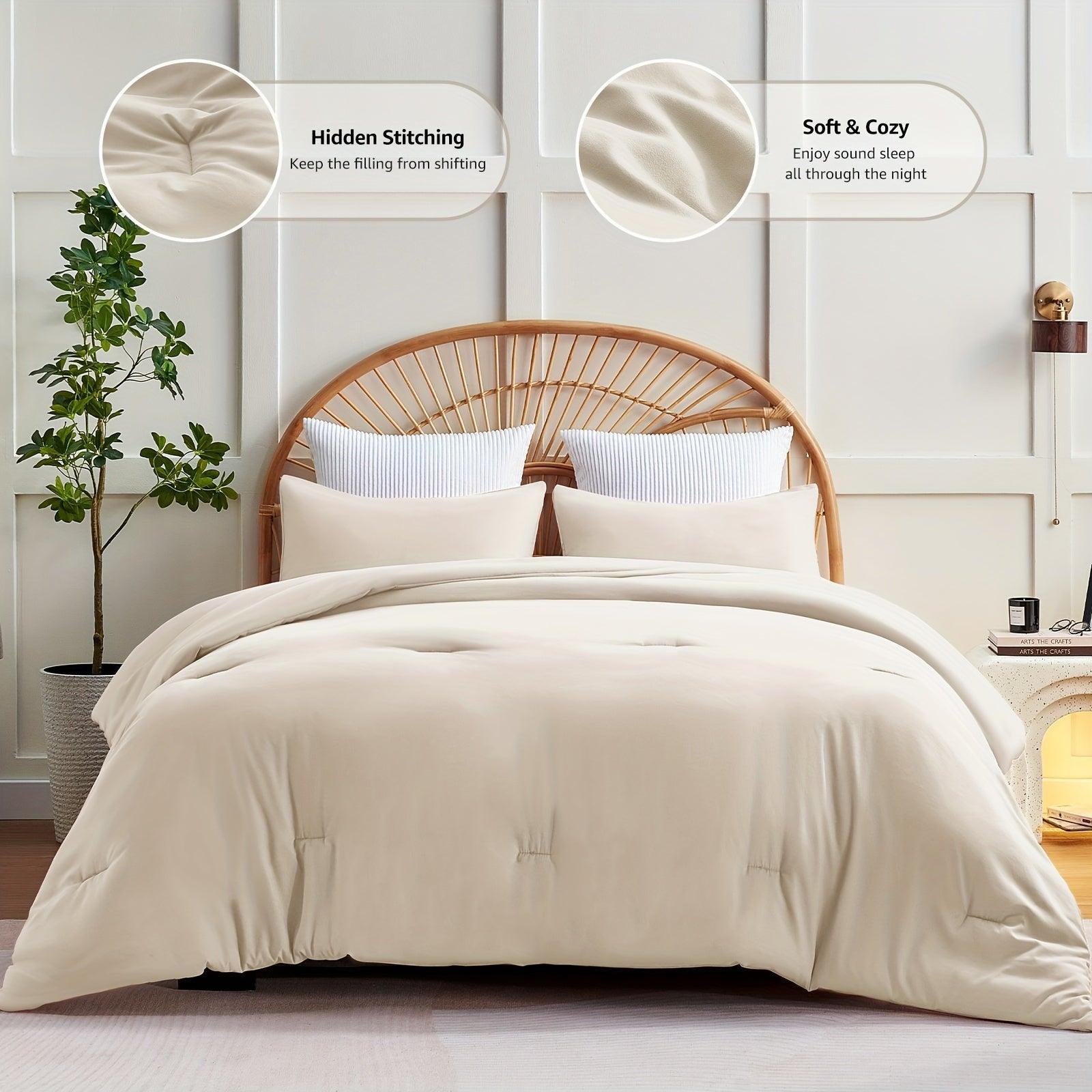 3-Piece Solid Breathable Quilted Style Bedding Sets