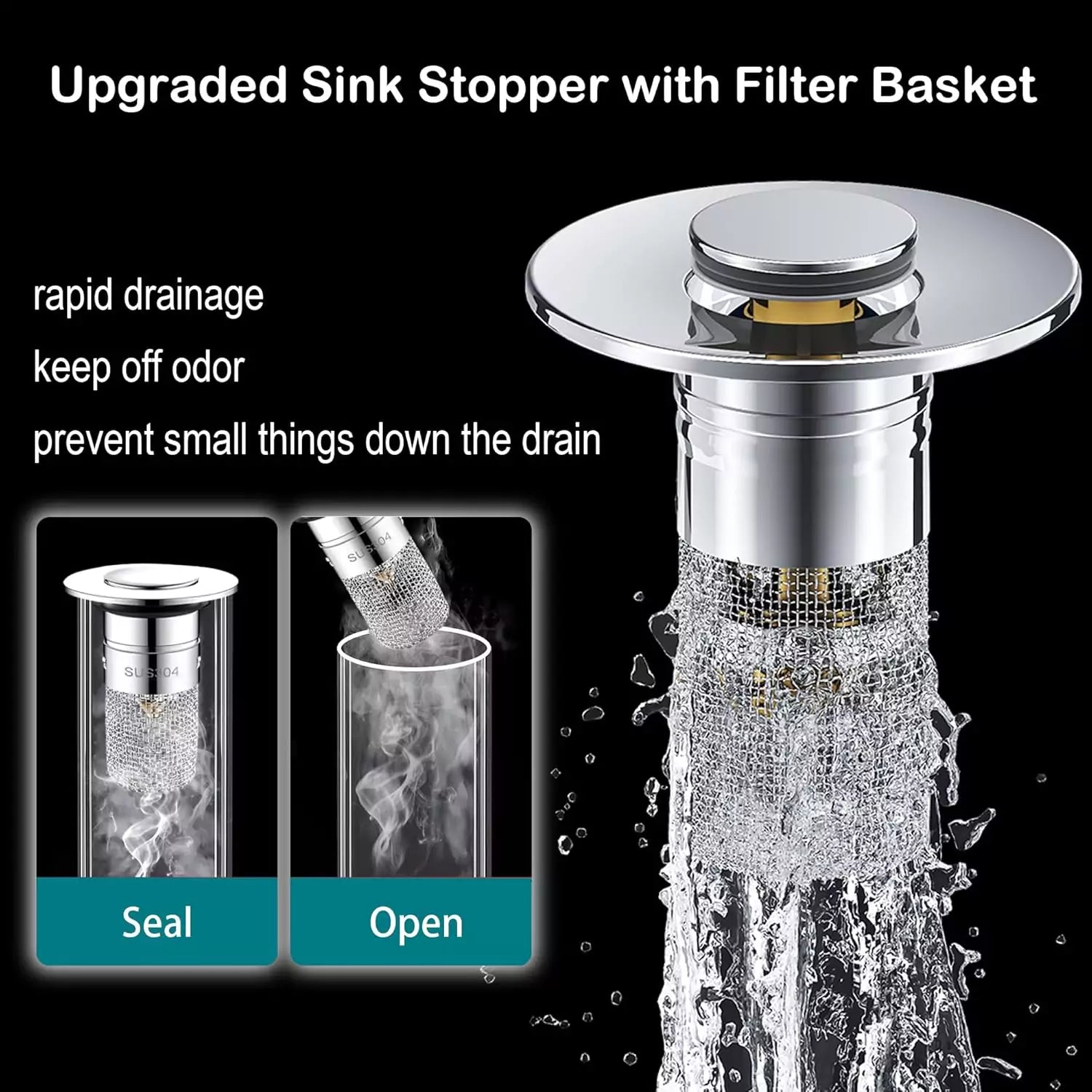 SmartDrain™ – Solid Metal Build. Brass Core. Upgraded Design Fits 99% of Sinks