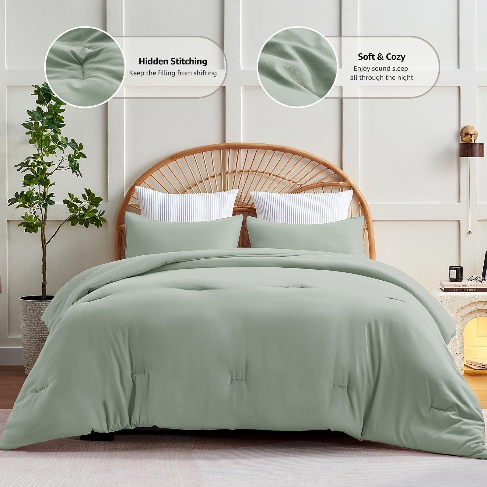 3-Piece Solid Breathable Quilted Style Bedding Sets