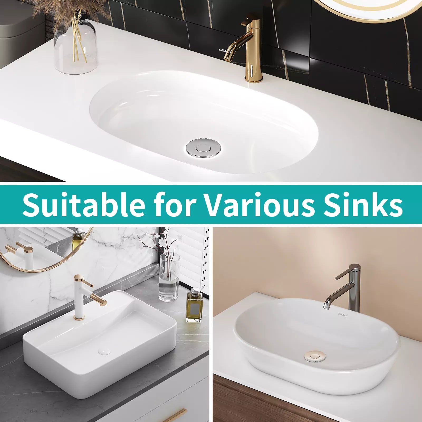 SmartDrain™ – Solid Metal Build. Brass Core. Upgraded Design Fits 99% of Sinks