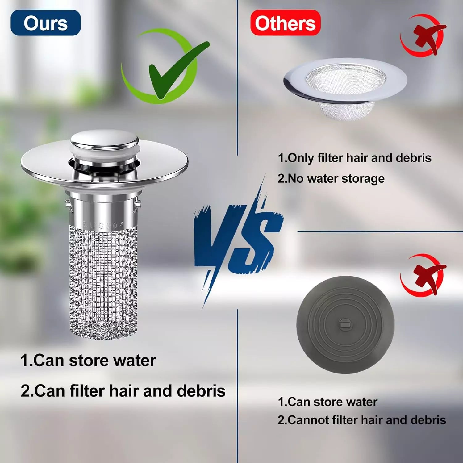 SmartDrain™ – Solid Metal Build. Brass Core. Upgraded Design Fits 99% of Sinks